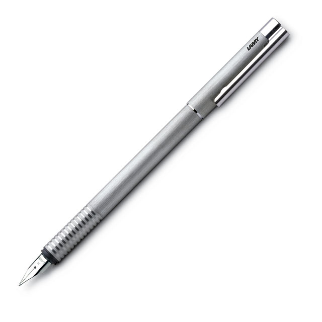 Lamy Logo Fountain Pen in Brushed or Stainless Steel 8 NIB SIZES AVAILABLE - Foto 2 di 3