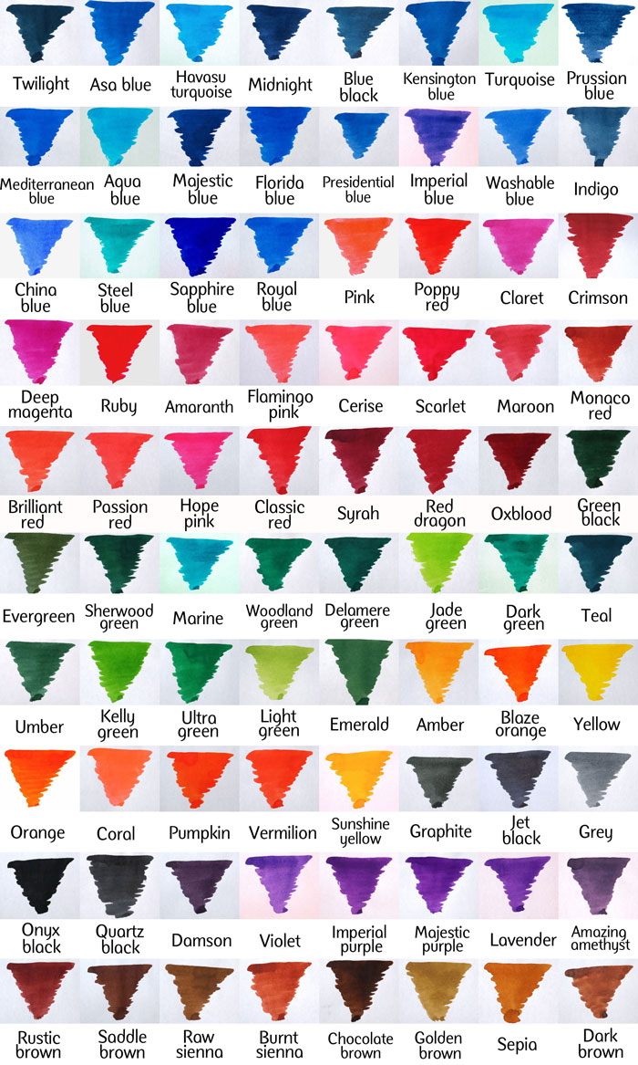 Diamine Ink Colour Chart