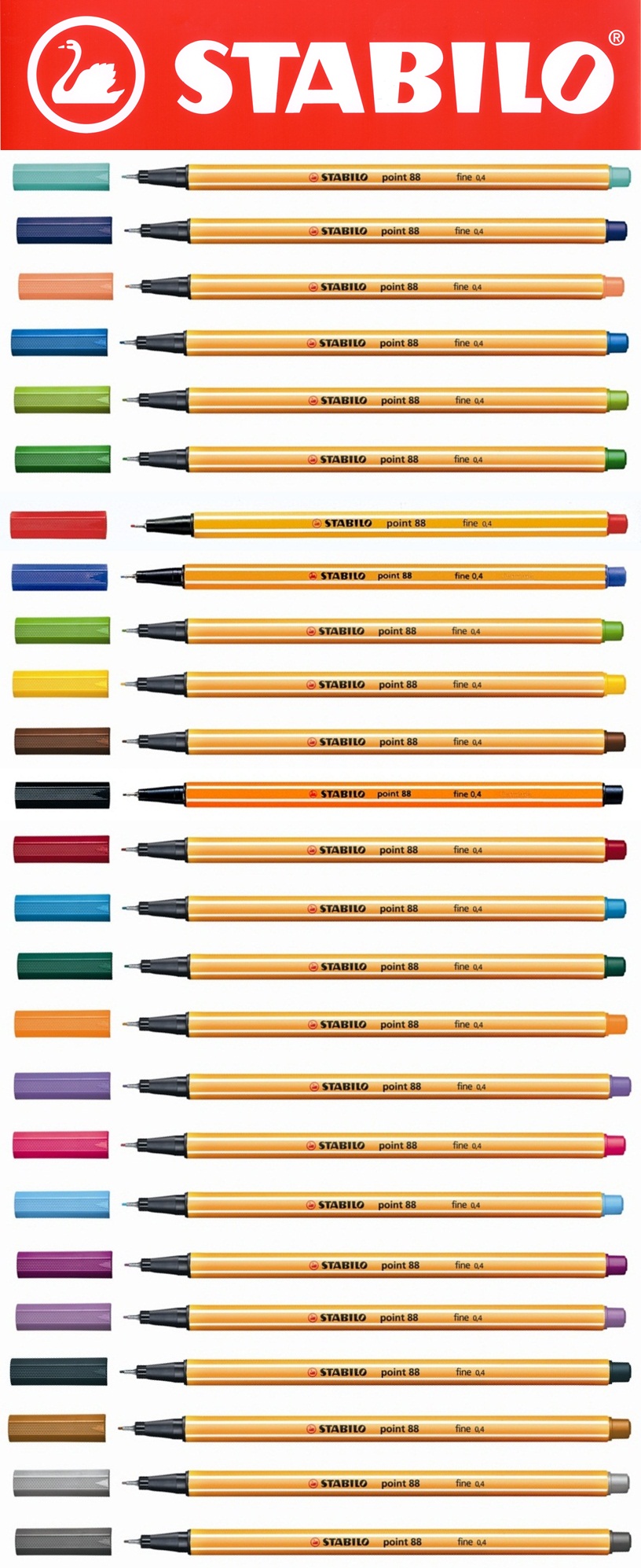 Stabilo Point 88 Colour Chart